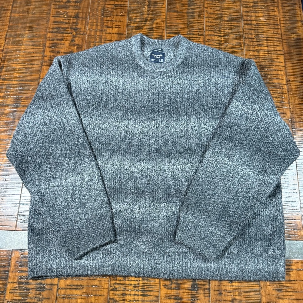 Abercrombie & Fitch Men’s Charcoal Gray Wool Oversized XXL Crewneck Sweater EUC